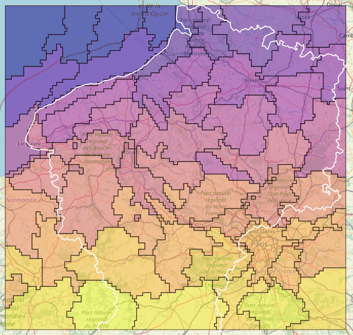 Carte représentant les résultats du zonage